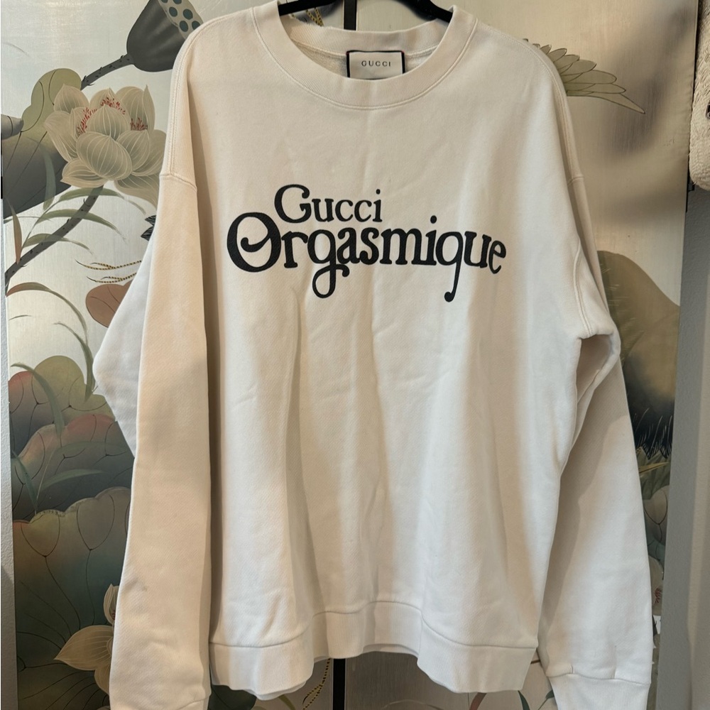 Gucci OrgasmiqueCream Sweatshirt with Black Logo